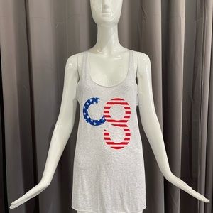 Bella Canvas. Light Grey, Red & Blue cool tank